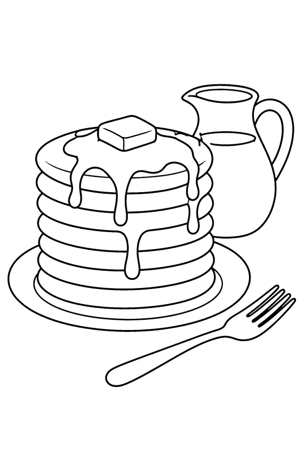 Coloriage d’une pile de pancakes aux bandes arc-en-ciel