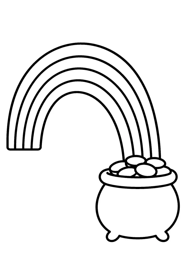 Dessin à colorier d’un arc-en-ciel et d’un pot