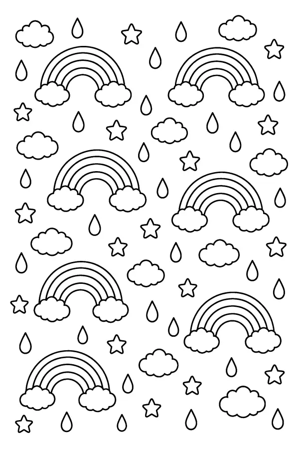 Coloriage motif d’arc-en-ciel et de météo