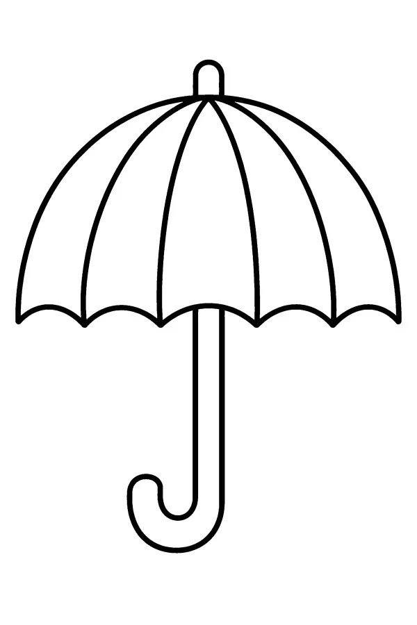 Coloriage facile d’un parapluie arc-en-ciel rayé