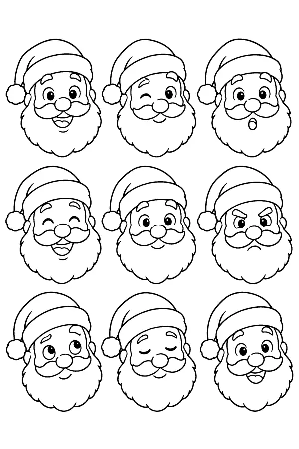 Nine Santa Faces