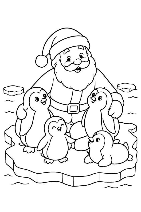 Santa And Penguins