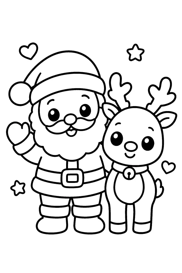 Santa And Reindeer Friends