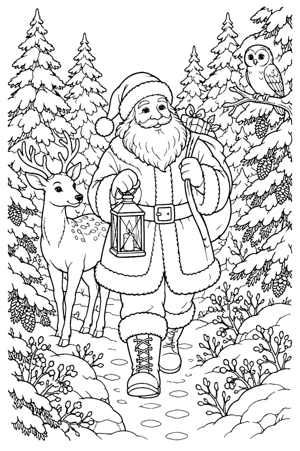 Santa In Snowy Forest