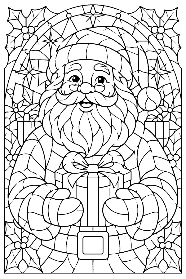 Stained Glass Santa