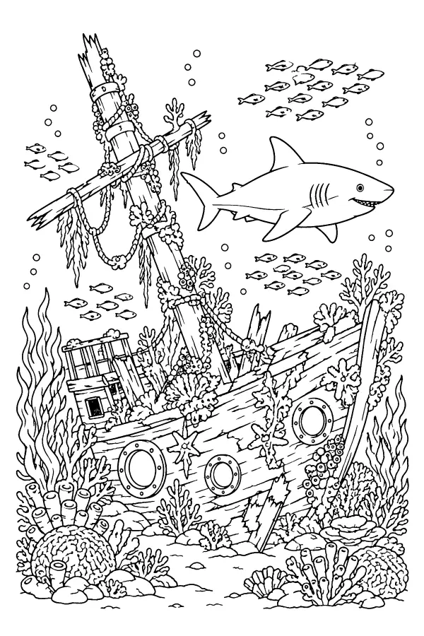 Shark By Wreck