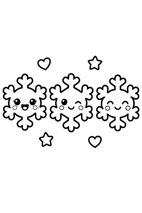 Kawaii Snowflake Trio