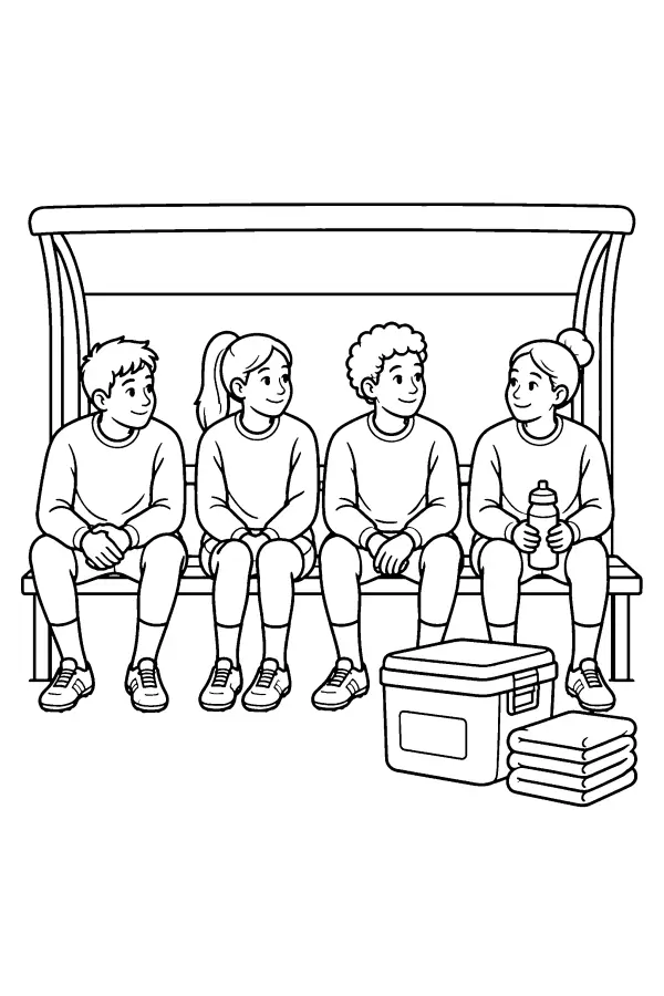 Coloriage de remplaçants de foot sur le banc