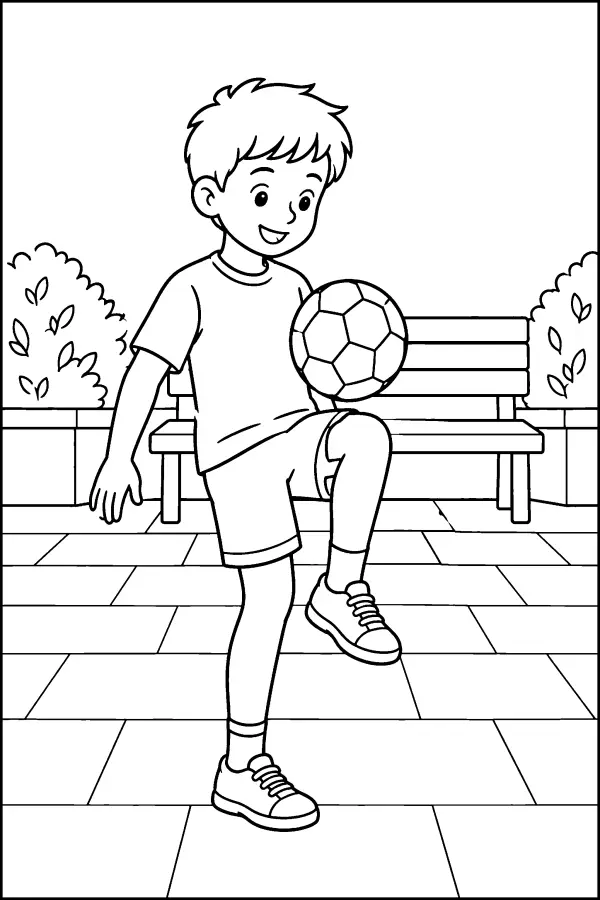 Dessin à colorier d’un jonglage au ballon de foot