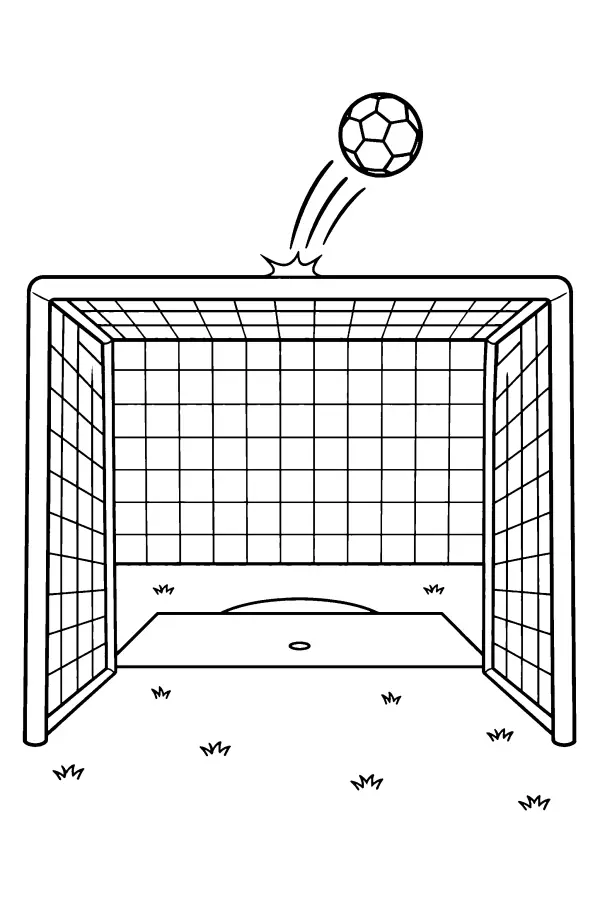 Coloriage d’un ballon de foot sur la barre