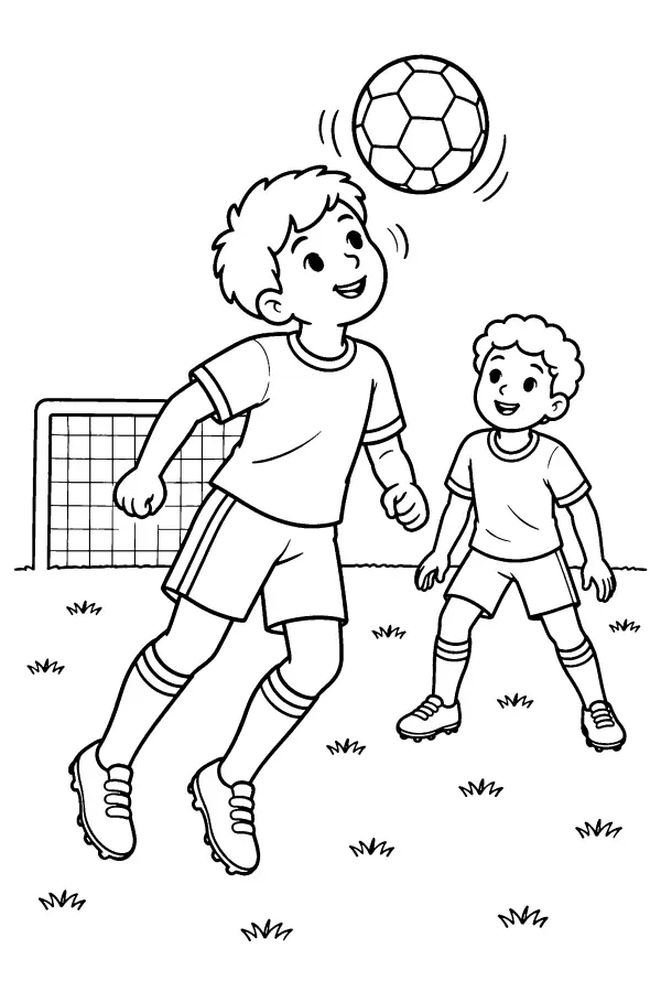 Coloriage d’un joueur de foot qui fait une tête