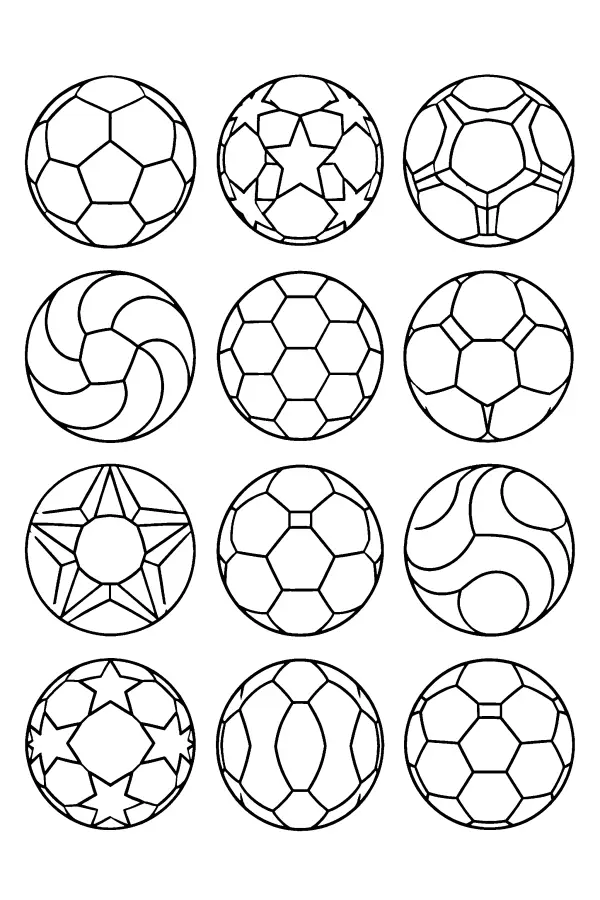 Dessin à colorier d’une grille de ballons de foot