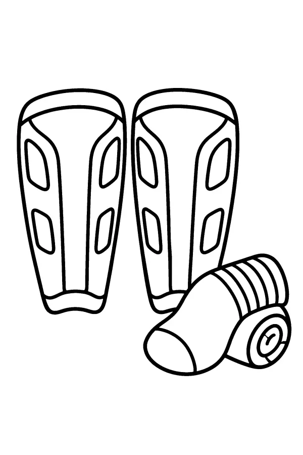 Coloriage de protège-tibias de foot près d’une chaussette