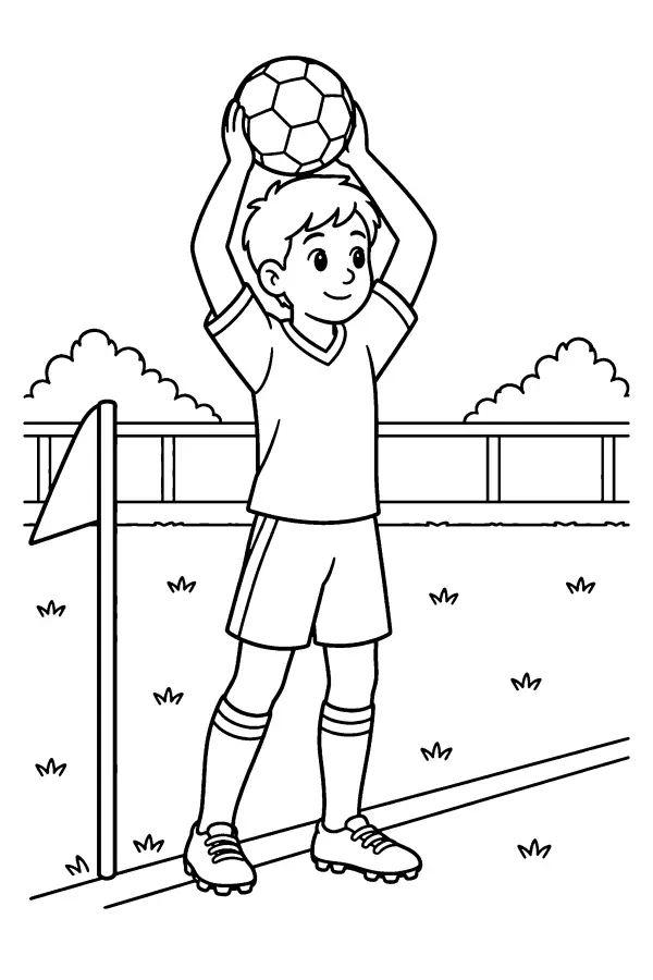 Coloriage d’une remise en touche au foot