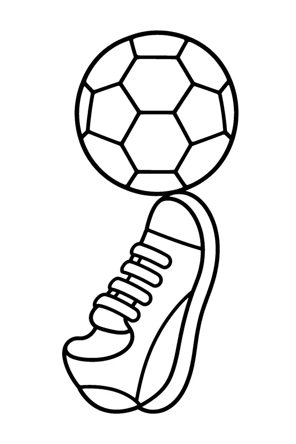 Coloriage facile d’un ballon de foot en équilibre