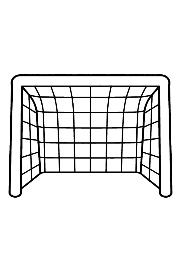 Coloriage facile d’un but de foot avec filet
