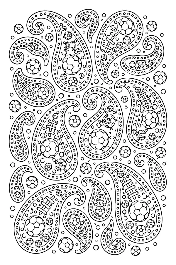 Dessin à colorier motifs paisley ballon de foot
