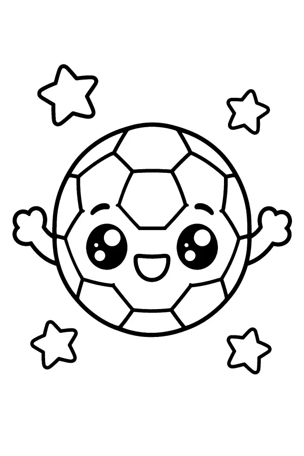 Coloriage facile d’un ballon de foot souriant