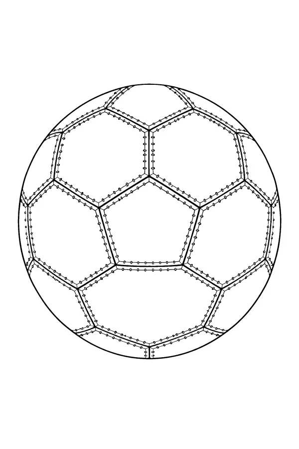 Coloriage détaillé d’un ballon de foot cousu