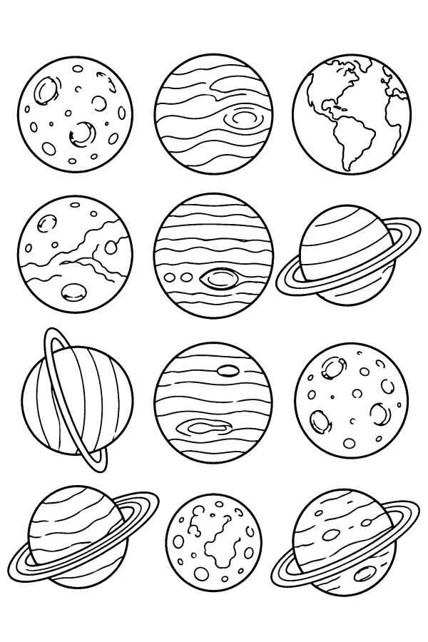 Planets and Moons Grid