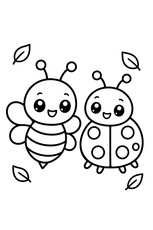 Coloriage d’abeille et coccinelle de printemps