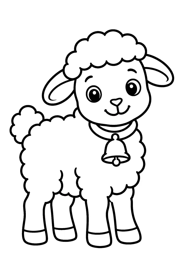 Coloriage d’agneau de printemps à clochette