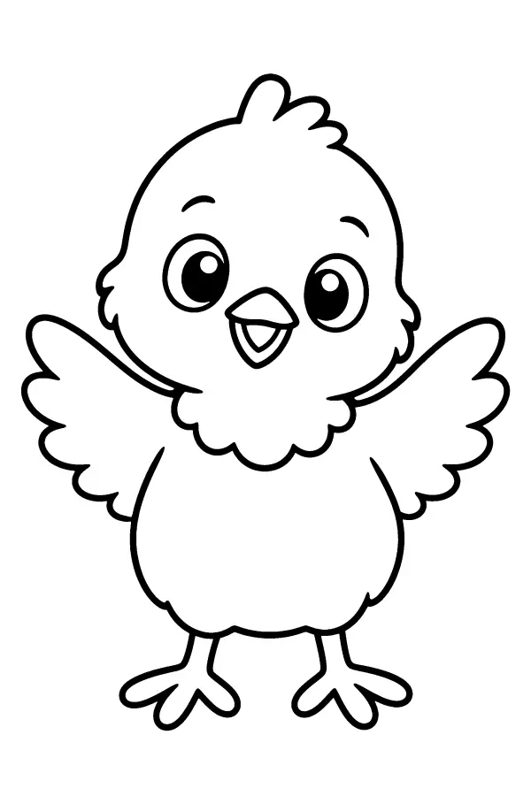 Coloriage facile de poussin de printemps joyeux