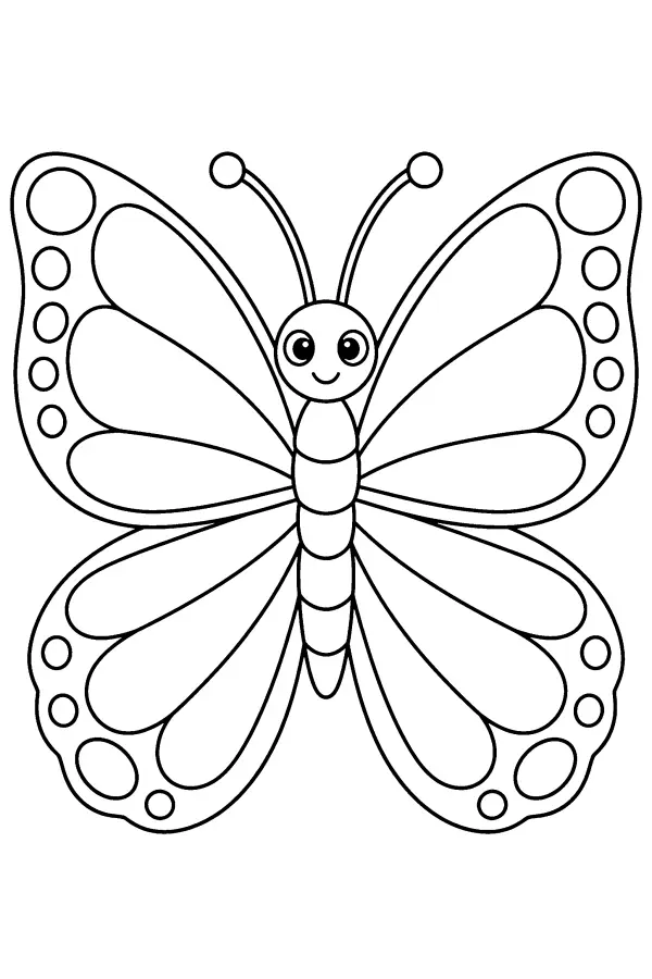 Dessin à colorier de papillon de printemps aux ailes vides