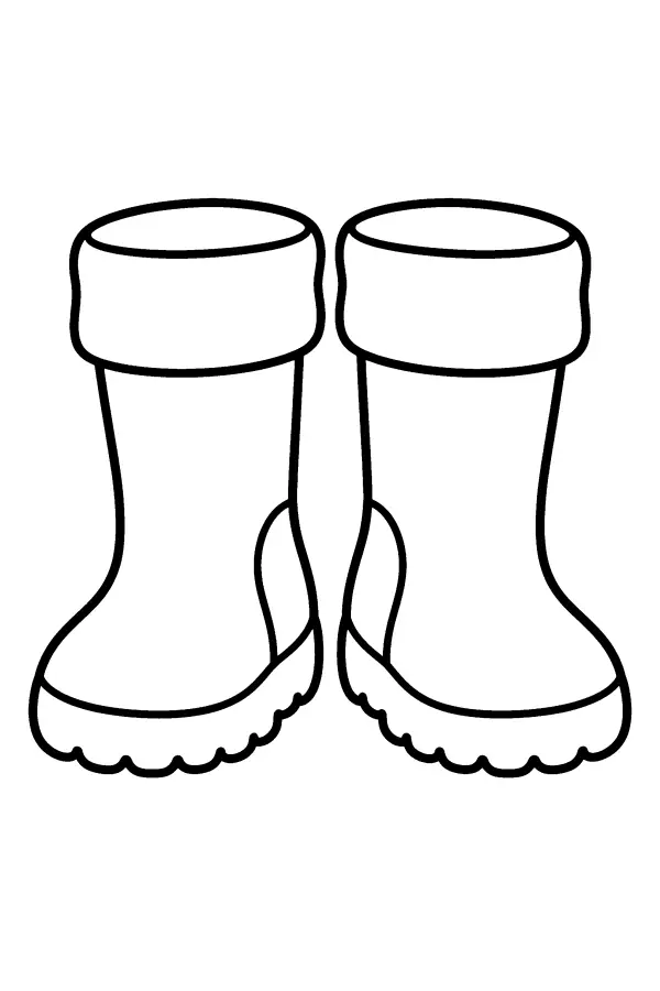 Dessin à colorier de bottes de pluie de printemps