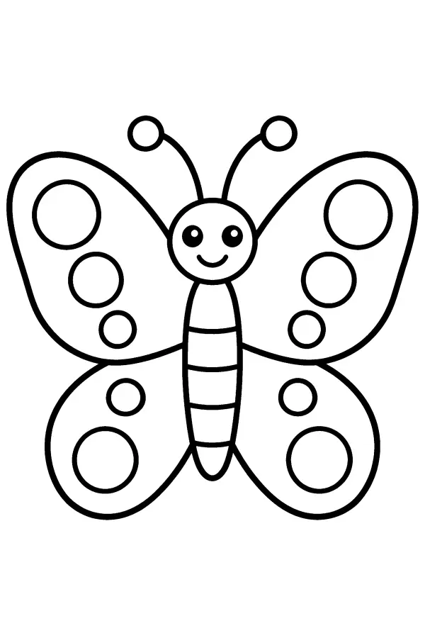 Coloriage de papillon de printemps à pois