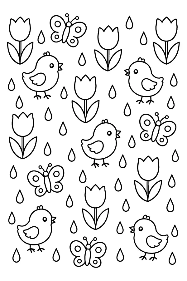 Coloriage de motifs répétés de printemps