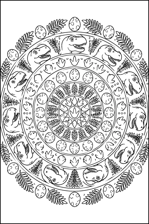 Circular Dino Mandala