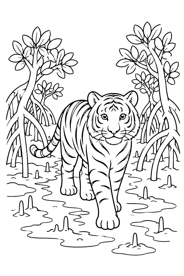 Tiger In Mangroves