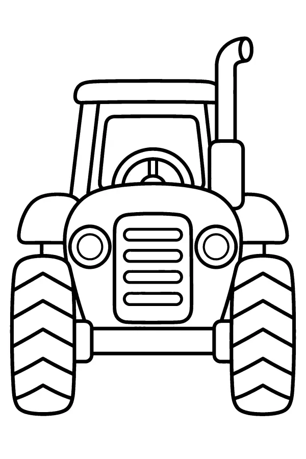 Dessin à colorier d’un tracteur vu de face