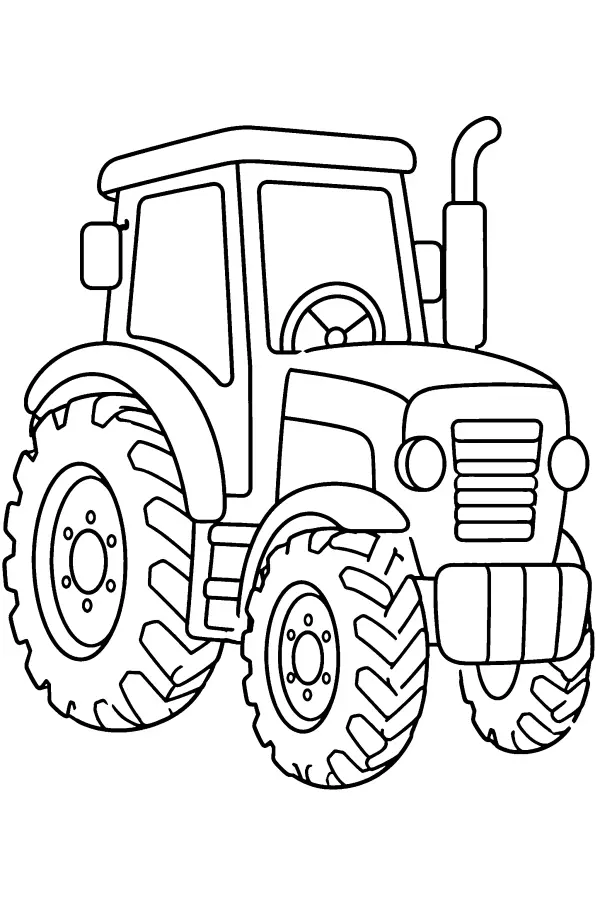 Coloriage d’un tracteur avec panneaux à remplir