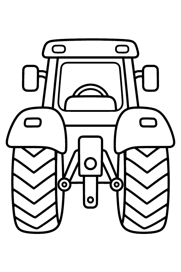 Coloriage facile d’un tracteur vu de derrière