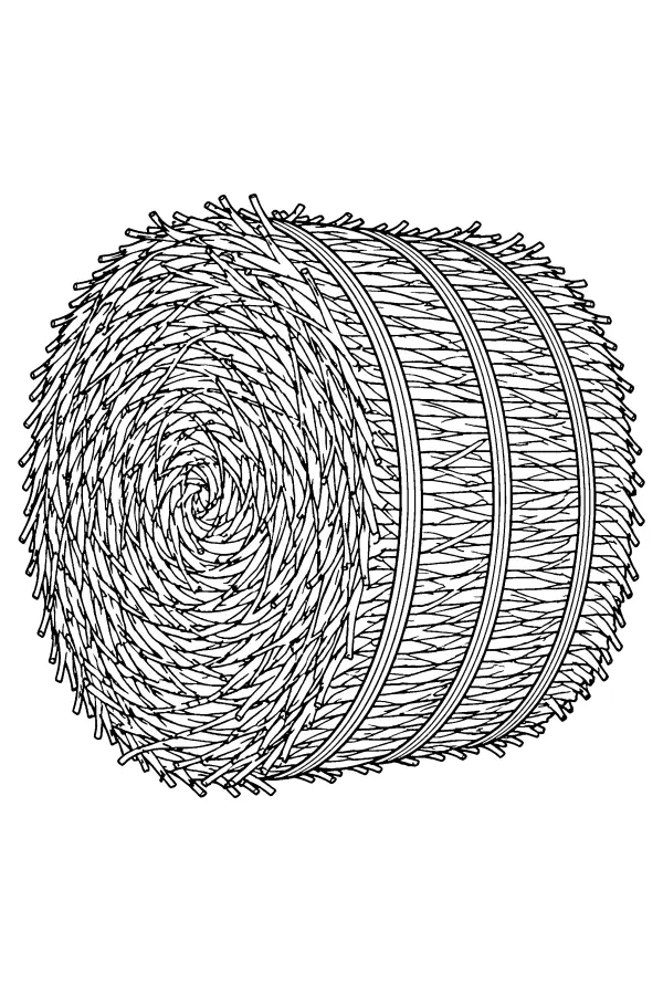 Coloriage détaillé d’une balle de foin pour tracteur