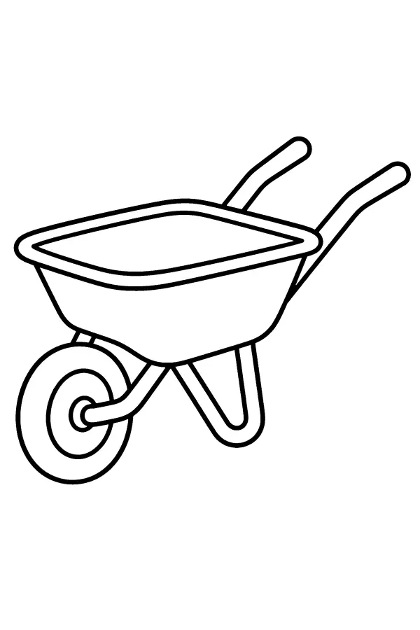 Coloriage d’une brouette près du tracteur