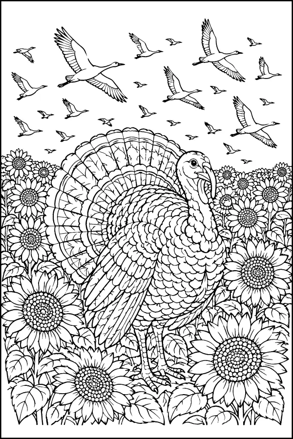 Turkey In Sunflowers