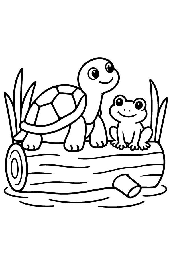 Turtle And Frog Log
