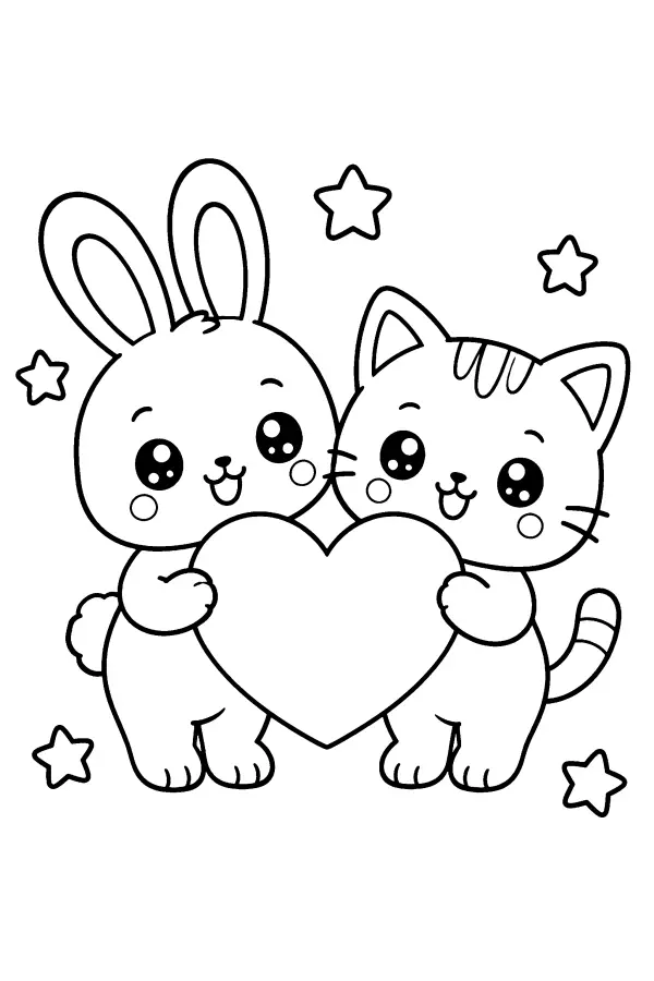 Bunny And Cat Heart