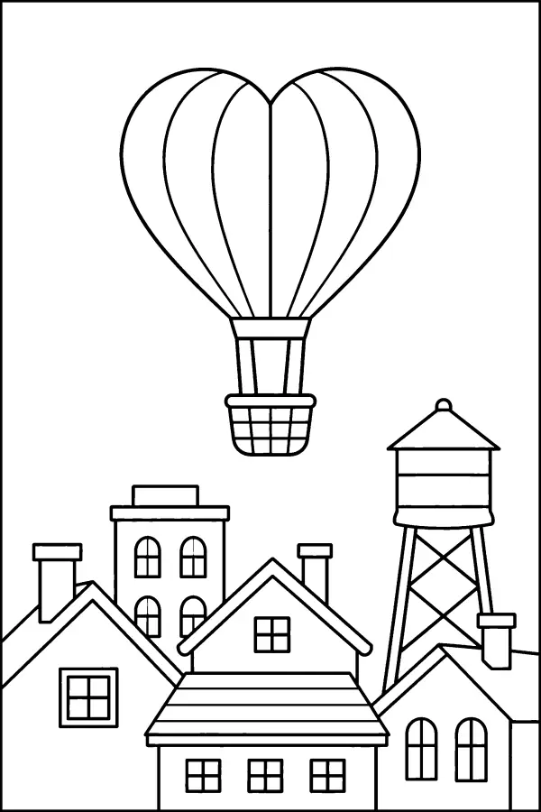 Heart Balloon Over Town