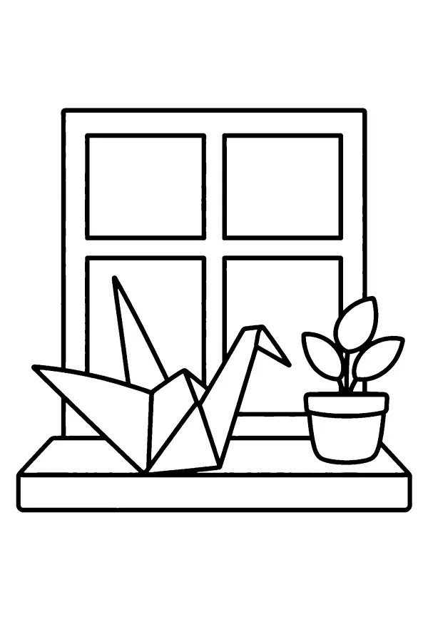 Crane On Windowsill
