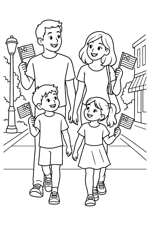Family With Flags