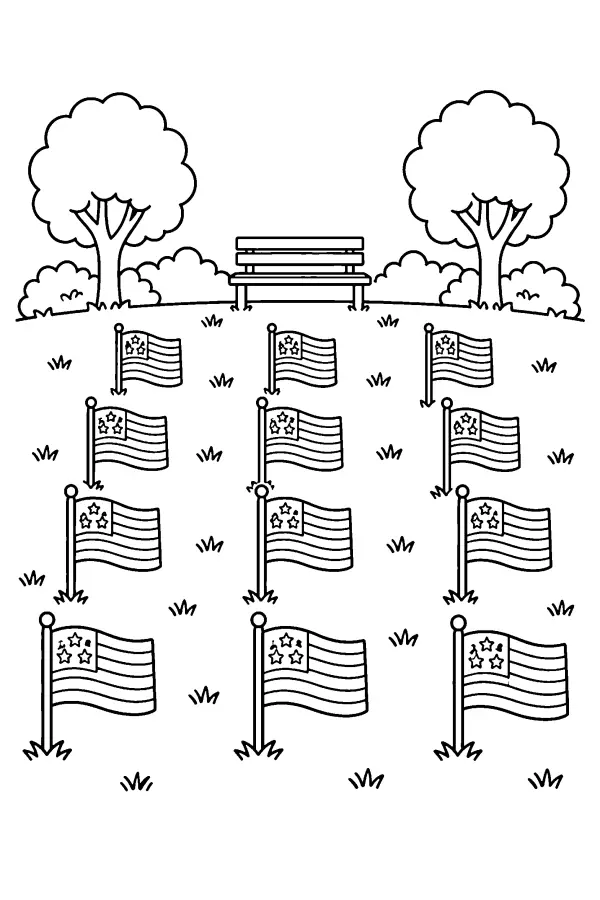 Flags On Lawn
