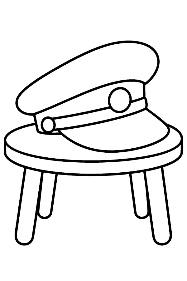 Peaked Cap On Stool