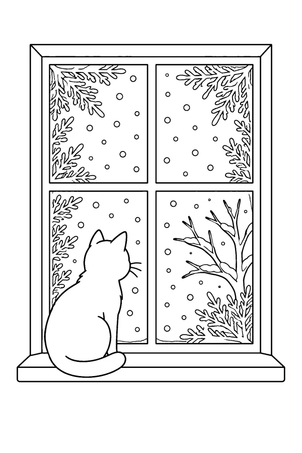 Cat at the Frosty Window