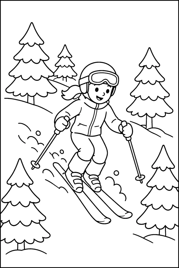 Skiing Through Pines