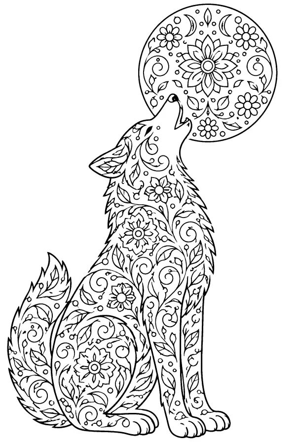 Floral Moon Wolf
