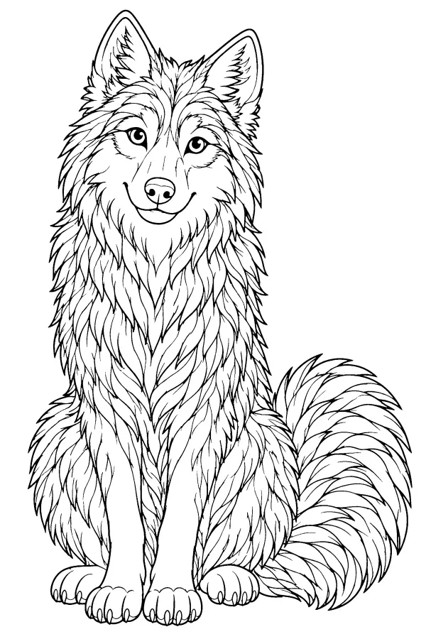 Plumed Wolf Sitting